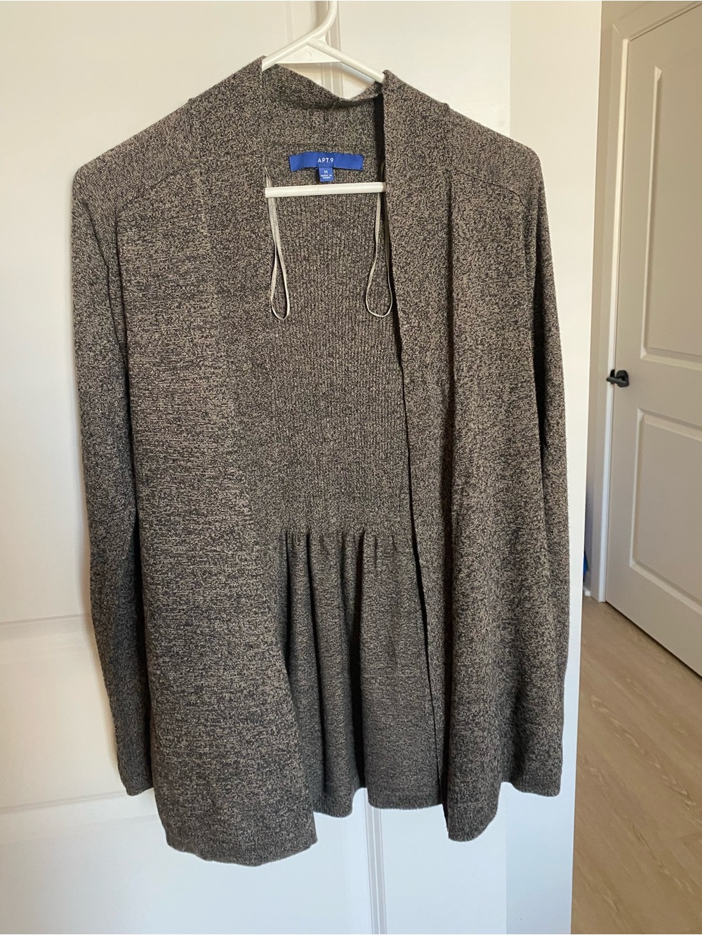 Apt. 9 Women's Gray Open-Front Marled Cardigan